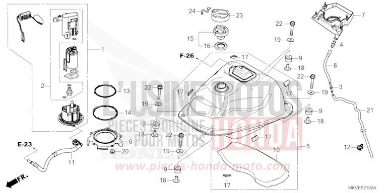 FUEL TANK/FUEL PUMP for Forza 750 IRIDIUM GRAY METALLIC (NHC65) from 2025
